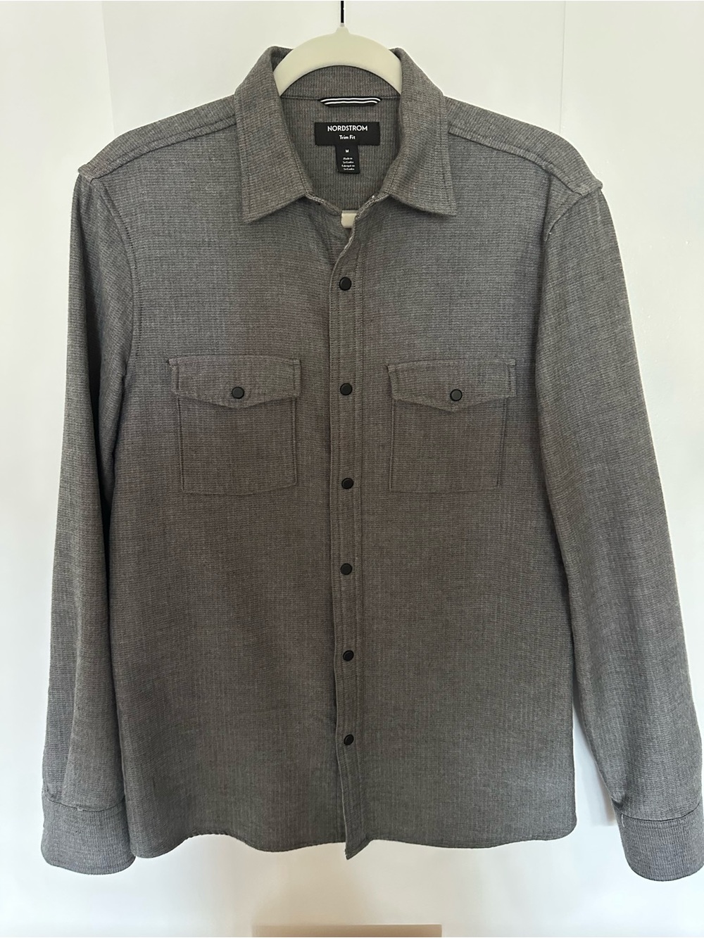 Nordstrom Men’s Heather Gray Button-Front Casual Shirt Jacket